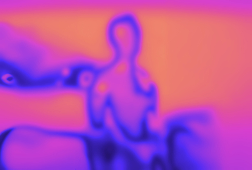 Abstract silhouette in purple and orange, representing autistic individuals on the spectrum